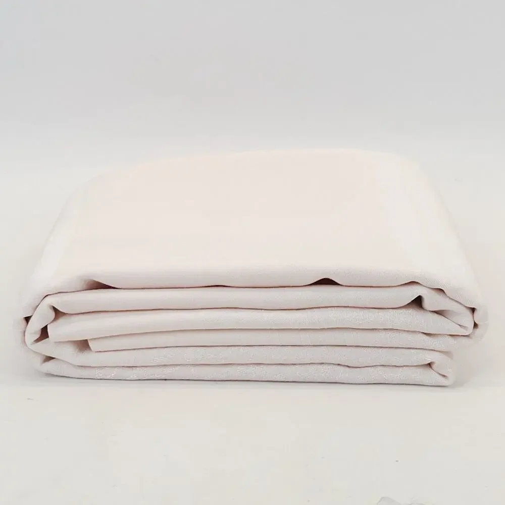 Vtg Damask Jacquard Tablecloth Pale‎ Pink Cotton Valentines Shabby Cutter 74x56